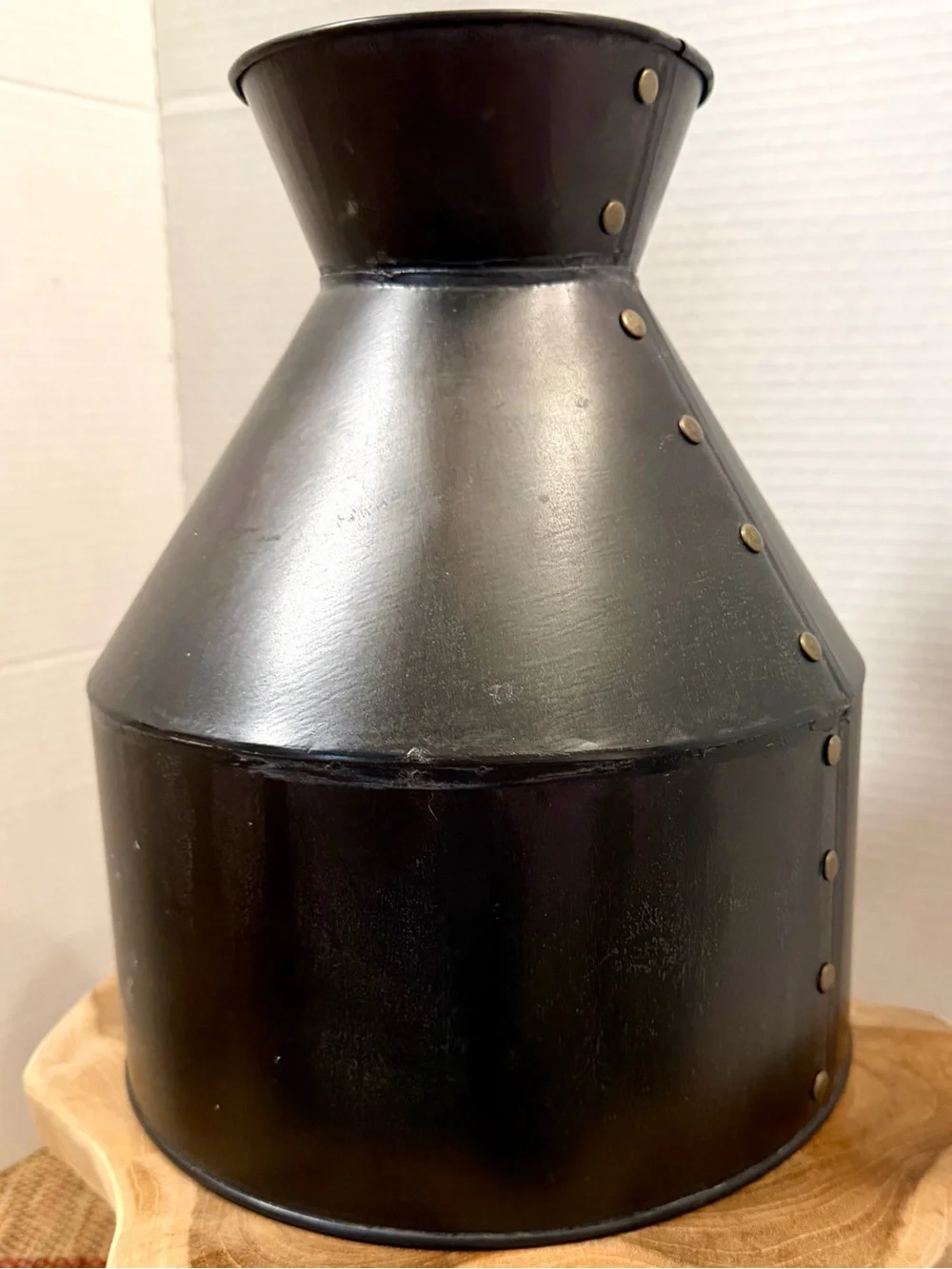 West Elm Black Metal Vase with Brass Rivet Accents 2014